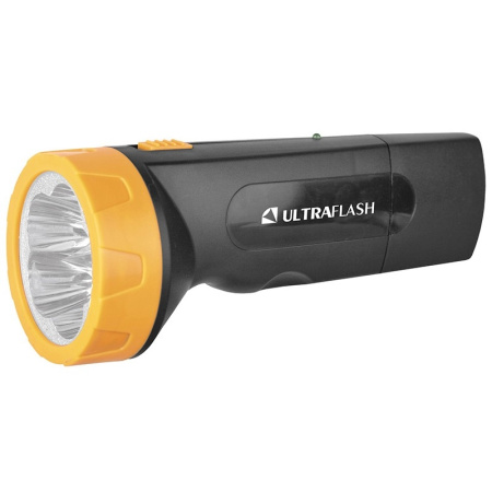Ultraflash LED3827   (фонарь аккум 220В  черн  желт  5 LED  SLA  пластик  коробка)