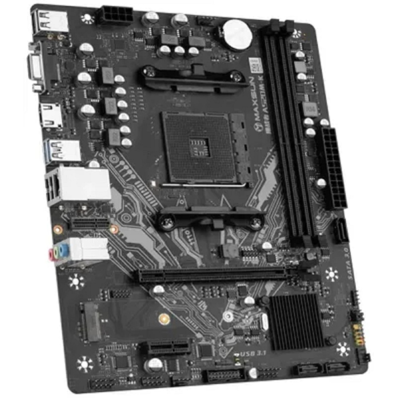 Фото  MAXSUN MS-Challenger A520M-K (Socket AM4, mATX, 2*DDR4, VGA/HDMI,  3*SATA3, 1*M.2, 1*PCIEx16/1*PCIEx1, 4*USB2.0, 2*USB 3.2 Gen1, LAN 1*1G, RTL)