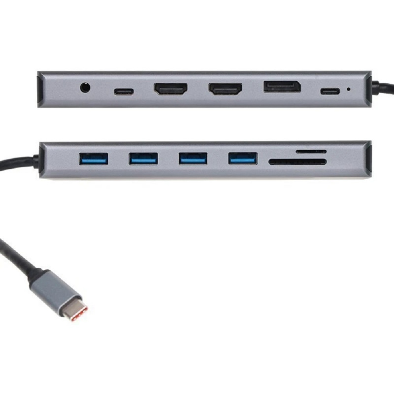 Фото  VCOM CU4706 Концентратор TypeC/(2*HDMI+DP)4K*60Hz 3*USB3.0 TC USB2.0 RJ45 SD TF PD audio TC адаптер