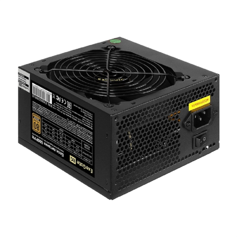Фото  Exegate EX280578RUS Блок питания 600W Exegate 600PPH, 80+Bronze, RTL, ATX, black, APFC, 12cm, 24p, (4+4)p, 5*SATA, 3*IDE