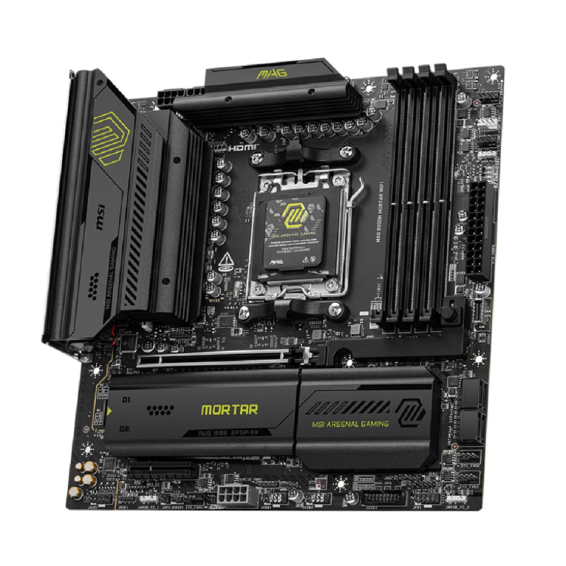 Фото  MSI MAG B850M MORTAR WIFI {SocketAM5 AMD B850 4xDDR5 mATX AC`97 8ch(7.1) 5Gigabit RAID+HDMI}