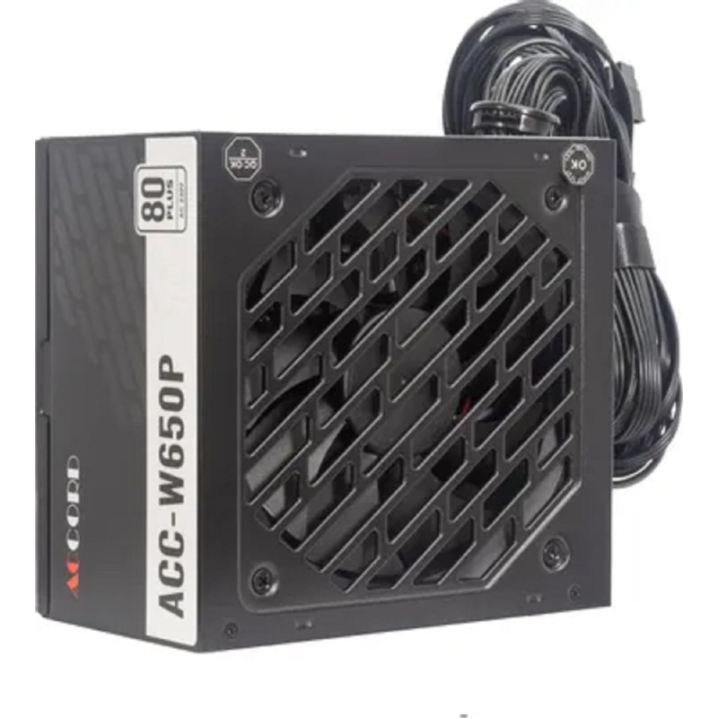 Фото  Accord ACC-W650P ATX 650W ACC-W650P 80+ white (20+4pin) 120mm fan 6xSATA RTL