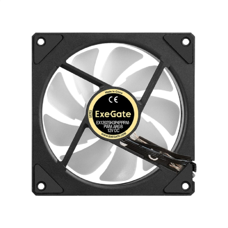Фото  Exegate EX299561RUS Вентилятор с подсветкой ExeGate EX12025H3P4PPRM-PWM.ARGB (120x120x25, ARGB, Hydraulic bearing (гидродинамический), 4pin + 3pin, 60