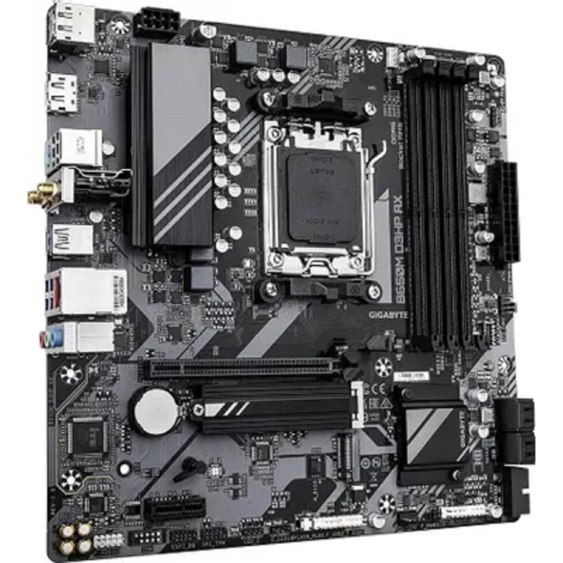 Фото  Gigabyte B650M D3HP AX {AM5 AMD B650 4xDDR5 mATX AC`97 8ch(7.1) 2.5Gg RAID+HDMI+DP}