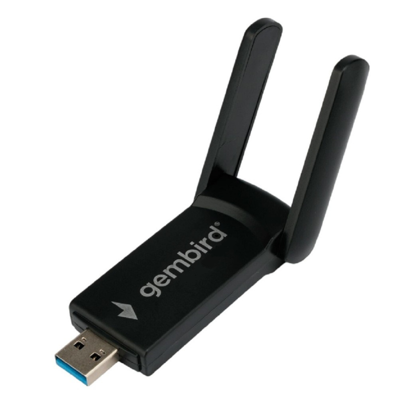 Фото  Gembird Сетевой адаптер WiFi+Bluetooth 1.3 Гбит, двухдиап. с антеннами, USB,802.11b/a/g/c/ac,RTL8822 (WNP-UA-020)