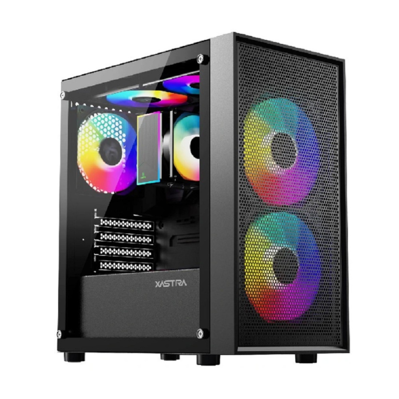 Фото  XASTRA Корпус A305M 3FRGB Black mATX/Mesh/ tempered glass / 2x140mm + 1x120mm FRGB fans/ A305M-2FC14F-1FC12F