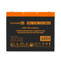 Фото  Exegate EX285654RUS Аккумуляторная батарея ExeGate HRL 12-80 (12V 80Ah, под болт М6)