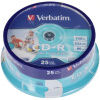 Фото  Verbatim  Диски CD-R 25 шт.   Printable InkJet, 52-x 700Mb, Cake Box (43439)