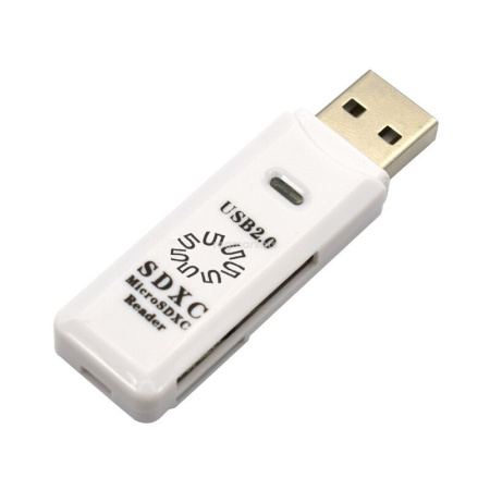 5bites Устройство ч з карт памяти RE2-100WH USB2.0 Card reader   SD   TF   USB PLUG   WHITE