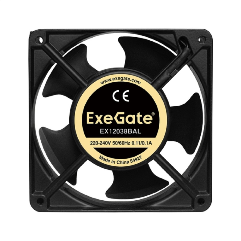 Фото  Exegate EX289017RUS Вентилятор 220В ExeGate EX12038BAL (120x120x38 мм, 2-Ball (двойной шарикоподшипник), подводящий провод 30 см, 2700RPM, 43dBA)