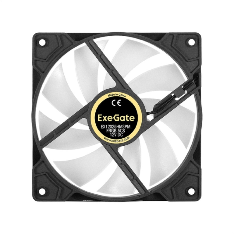 Фото  Exegate EX295965RUS Вентилятор 12В DC с подсветкой ExeGate EX12025HM3PM.FRGB.5CS (120x120x25 мм, Hydraulic bearing (гидродинамический), 3pin+Molex, FR