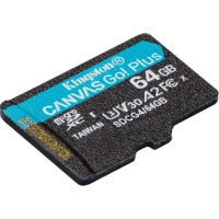 Фото  Micro SecureDigital 64GB Kingston SDCG4/64GBSP Canvas Go! Plus V30 A2 w/o adapter