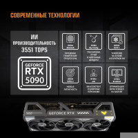 Фото  Видеокарта ASUS GeForce RTX5090 32Gb DDR7 512 bit 3*DP/2*HDMI 3FAN (TUF-RTX5090-O32G-GAMING) RTL