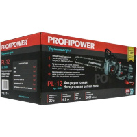 Фото  Аккумуляторная бесщеточная цепная пила PROFIPOWER PL-12 с штангой телескопической (20В, 12", Li-ion-2шт, 4.0Ач, 0-5800 об/мин, З/У, в коробке) [E0285]