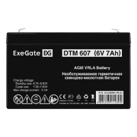 Фото  Exegate EX282951RUS Аккумуляторная батарея DTM 607 (6V 7Ah, клеммы F1)
