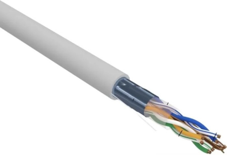 Фото  Rexant (02-0022) Кабель витая пара F/UTP, CAT 5e, ZH нг(А)-HF, 2х2х0,52 мм, 24AWG, INDOOR, SOLID, серый, 305 м PRO