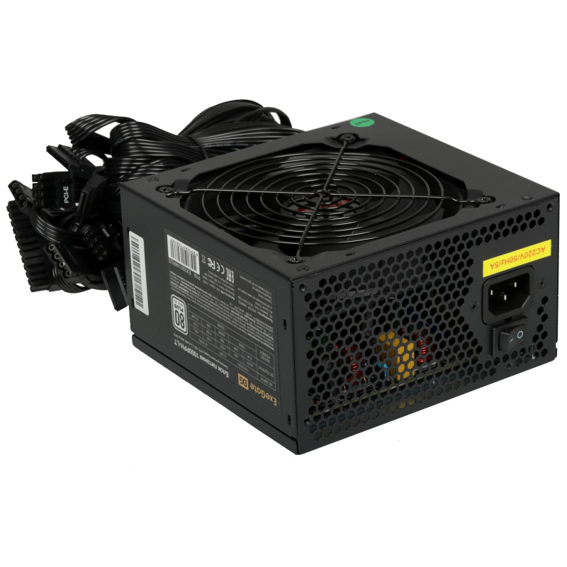 Фото  Exegate EX292146RUS-S Блок питания 1000W ExeGate 80 PLUS® 1000PPH-LT (ATX, APFC, SC, КПД 82% (80 PLUS), 12cm fan, 24pin, 2x(4+4)pin, 6xPCIe, 8xSATA, 4