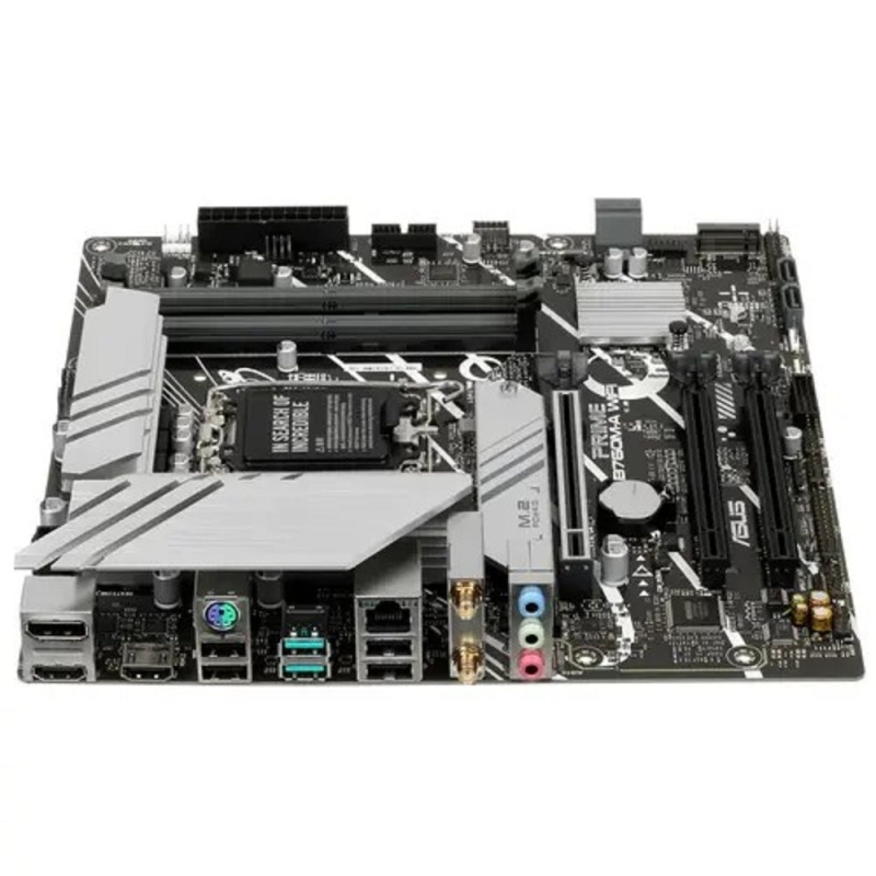 Фото  ASUS PRIME B760M-A WIFI (Socket 1700, mATX, 4xDDR5(128GB), 2xHDMI 2.1/DP, 3xPCIe 4.0x16, 1xLAN (2.5GbE), Wi-Fi, BT, 4xSATA 6Gb/s, 2xM.2, 2xUSB 3.2, 4x