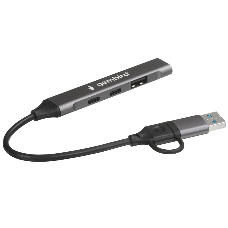 Фото  Gembird Разветвитель USB 3.0/2.0 , 4 порта: 2xType-C, 1xUSB 3.0, 1xUSB 2.0, кабель Type-C+USB (UHB-C444)