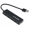 Gembird Разветвитель USB3.1 4xUSB  с доп.питанием (порт Type-C)  кабель USB 19см  черный  коробка (U