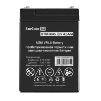 Фото  Exegate EX282947RUS Аккумуляторная батарея DTM 6045 (6V 4.5Ah, клеммы F1)