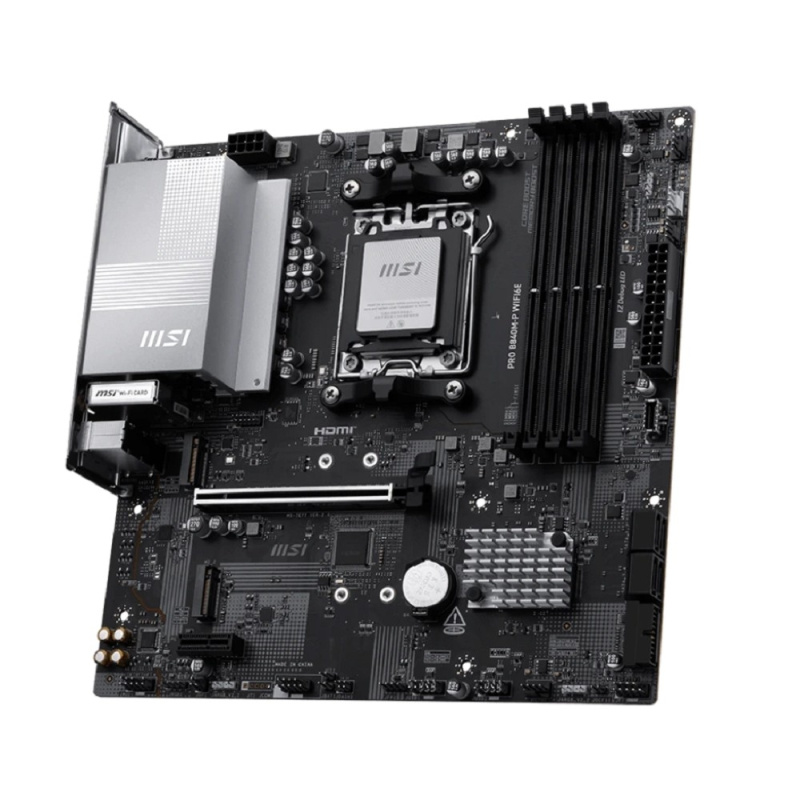 Фото  Материнская плата MSI PRO B840M-P WIFI6E SocketAM5 AMD B840 4xDDR5 ATX AC`97 8ch(7.1) 2.5Gg RAID+HDMI