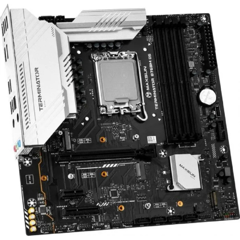 Фото  MAXSUN MS-Terminator B760M D5 (Socket 1700, mATX, 4*DDR5, DP/HDMI, 4*SATA3, 3*M.2, 1xPCI-E x16 /1xPCI-E x4, 6*USB 2.0,  2*USB 3.2 Gen1, LAN 1*2.5G, RT