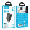 Фото  HOCO Зарядное устройство Hoco 20Вт, 3А, QC3.0/PD, 1xUSB, 1xType-C, N61, черный, коробка