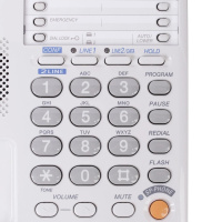 Фото  Panasonic KX-TS2368RUW (белый) {2 линии, конференц-связь, спикер., 30 номеров памяти, ЖКД, Flash, часы }