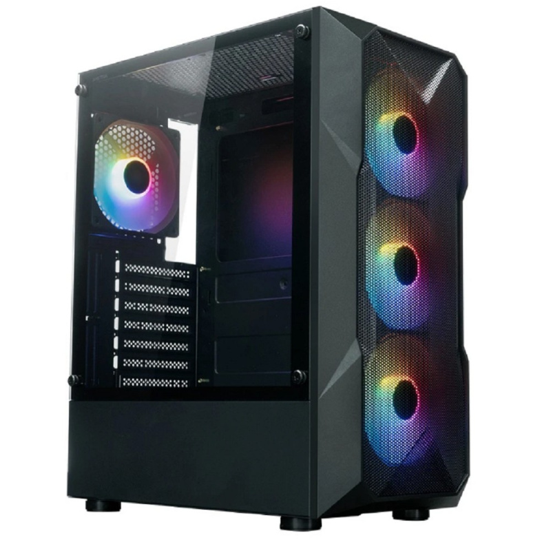 Фото  XASTRA Корпус  A304 4FRGB Black ATX/Mesh/half-size TG/4x120mm FRGB FC fans/ A304-4FC12F