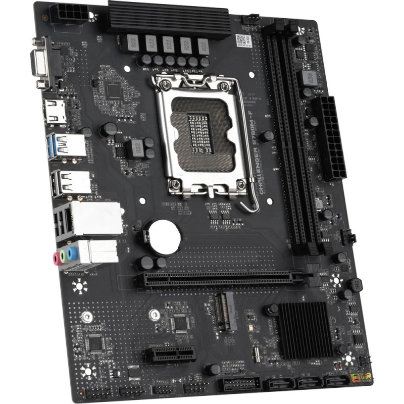 Фото  MAXSUN MS-Challenger B760M-F (Socket 1700, mATX, 2*DDR4, VGA/HDMI, 3*SATA3, 1*M.2, 1xPCI-E x16 /1xPCI-E x, 4*USB 2.0, 2*USB 3.2 Gen1 , LAN 1*1G, RTL)