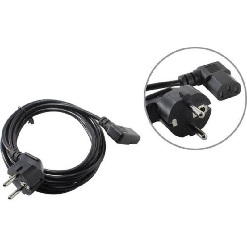 Фото  Telecom Кабель компьютер - розетка  угловой  220V <3м> (Европейский стандарт)  <TP021DA-3.0-BK> [6926123464021]