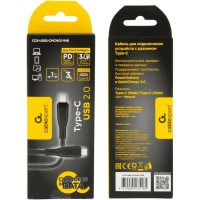 Фото  Cablexpert Кабель USB2.0  Type-C/Type-C, Classic 0.1, 3A, 60Вт, PD/QC3.0, медь, 1м, черный, коробка (CCB-USB2-CMCMO1-1MB)