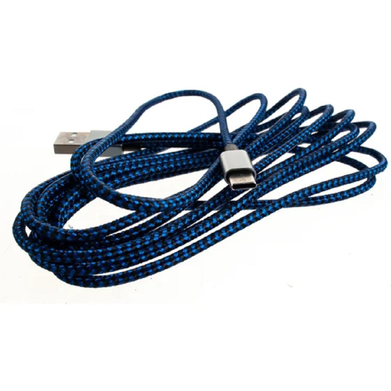 Фото  PERFEO Кабель USB2.0 A вилка - USB Type-C вилка, черно-синий, длина 3 м. (U4904)