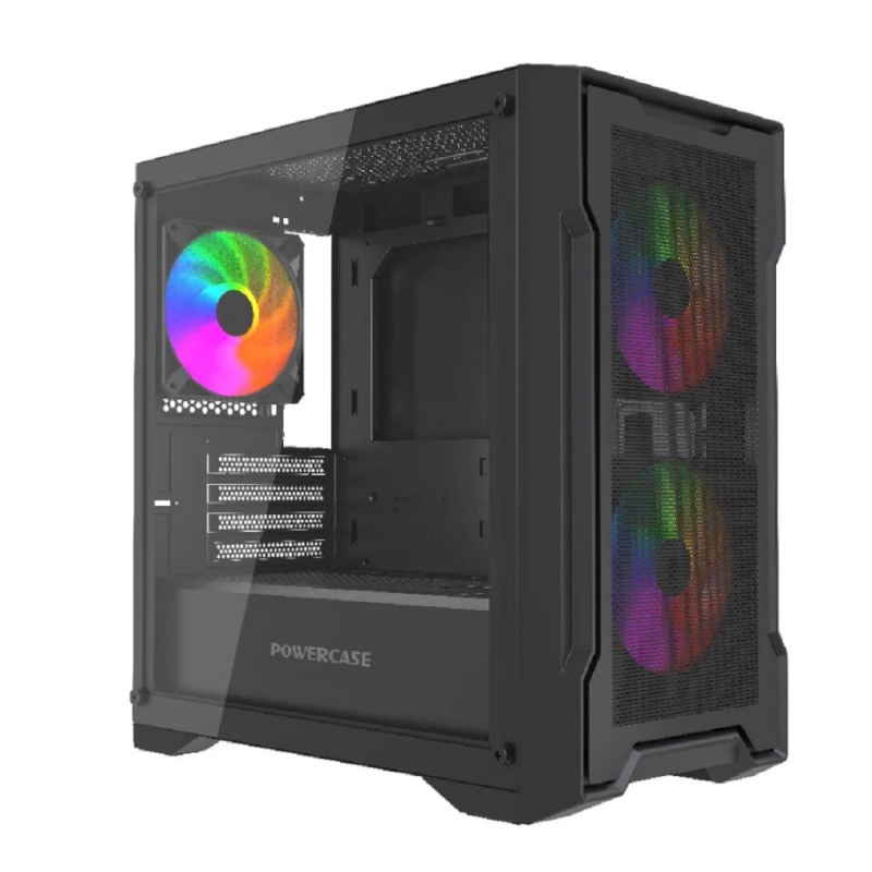 Powercase Корпус Mistral Micro X3B ARGB  Tempered Glass  3x 120mm ARGB PWM Fan  чёрный  mATX  (CMMXB