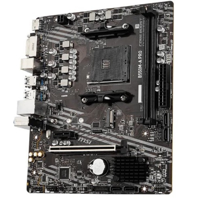 Фото  MSI B550M-A PRO Soc-AM4 AMD B550 2xDDR4 mATX AC`97 8ch(7.1) GbLAN RAID+DVI+HDMI