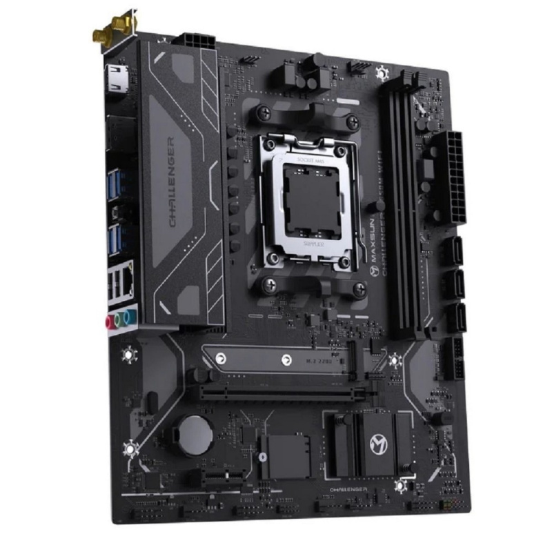 Фото  MAXSUN MS-Challenger B650M WIFI V2 (Socket AM5, mATX, 2*DDR5, DP/HDMI, 4*SATA3, 1*M.2, 1*PCIEx16/1*PCIEx1, 2*USB 2.0, 4*USB 3.2, LAN 1*1G,  Bluetooth,