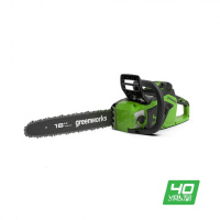 Фото  Greenworks Цепная пила аккумуляторная GreenWorks  GD40CS18K4, 40V, 40 см, бесщеточная,  до 1,8 КВТ, с АКБ 4АЧ и ЗУ [2005807UB]