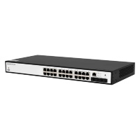 Фото  SNR SNR-S5210G-24TX-POE Управляемый PoE коммутатор уровня 2+, 24 порта 10/100/1000Base-T, 4 порта 1/10G SFP+, бюджет PoE 370 Вт, встроенный БП ~220V A