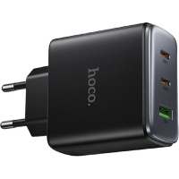 Фото  HOCO Зарядное устройство Hoco 65Вт, 3.25А, QC3.0/PD, 1xUSB, 2xType-C, C160A, черный, коробка