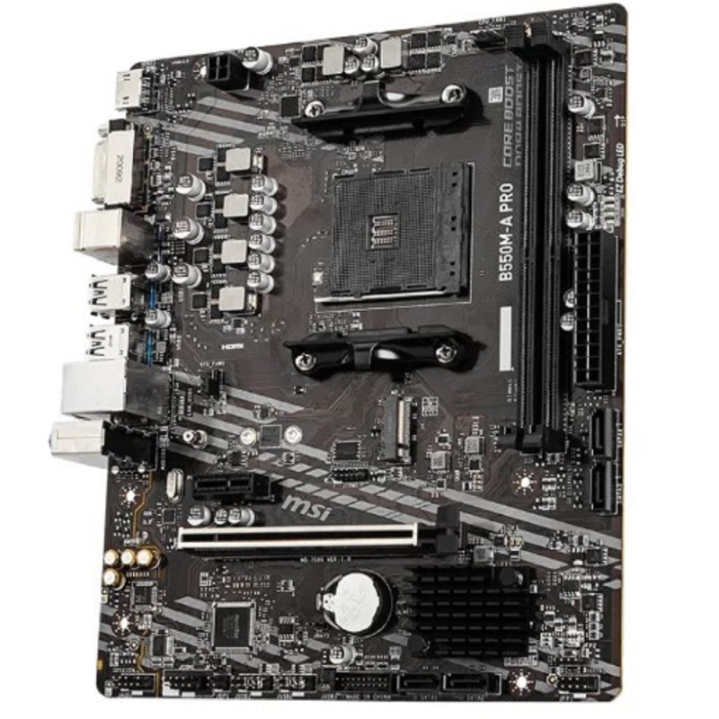 Фото  MSI B550M-A PRO Soc-AM4 AMD B550 2xDDR4 mATX AC`97 8ch(7.1) GbLAN RAID+DVI+HDMI