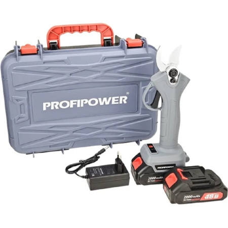 Фото  Аккумуляторный бесщеточный садовый секатор PROFIPOWER MKGSP-20B (20В,Li-ion-2шт, 2.0Ач, З/У, в кейсе) [E0099M1]