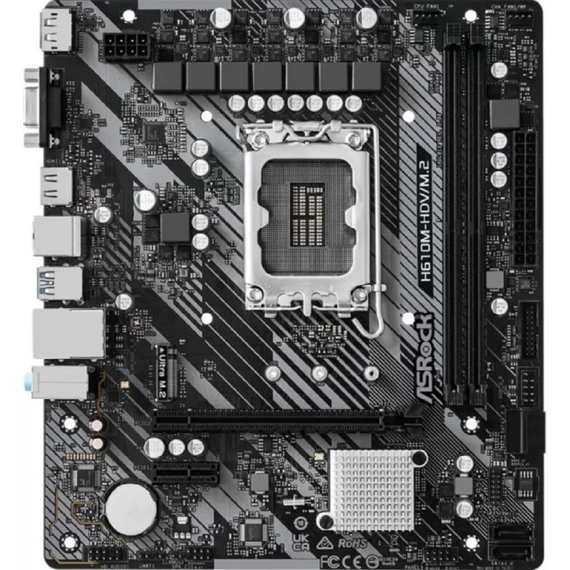 Фото  ASROCK H610M-HDV/M.2 R2.0, LGA 1700, Intel H610, mATX, Ret