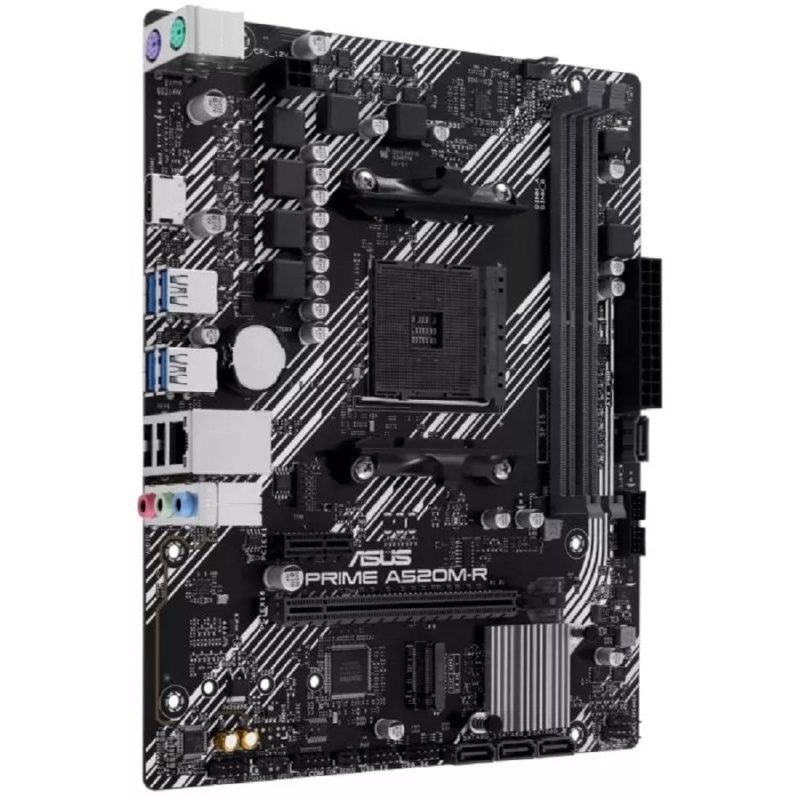 Фото  ASUS PRIME A520M-R (Socket AM4, mATX, 2xDDR4(64GB), HDMI 2.1, 1xPCIe 3.0x16/1xPCIe 3.0, 1xLAN, 4xSATA 6Gb/s, 1xM.2, 4xUSB 3.2, 2xUSB 2.0, 2xPS/2)