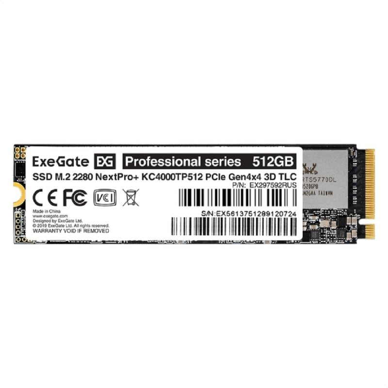 Фото  Exegate SSD M.2 2280 512GB ExeGate NextPro+ KC4000TP512 (PCIe Gen4x4, NVMe, 22x80mm, 3D TLC) EX297592RUS