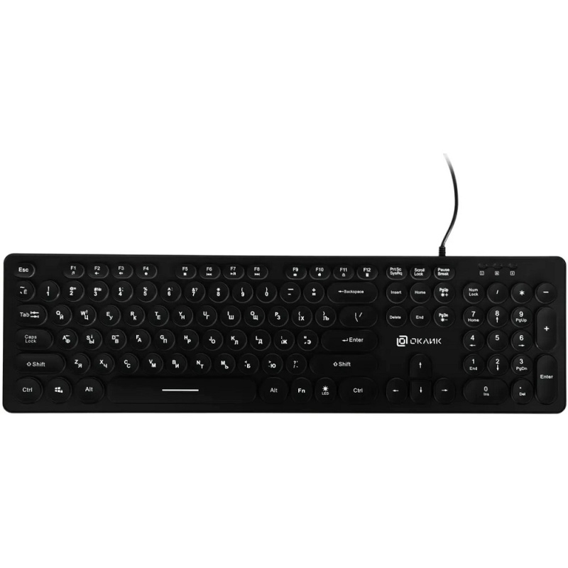 Фото  Клавиатура Oklick 420MRL черный USB slim Multimedia LED [1091226]