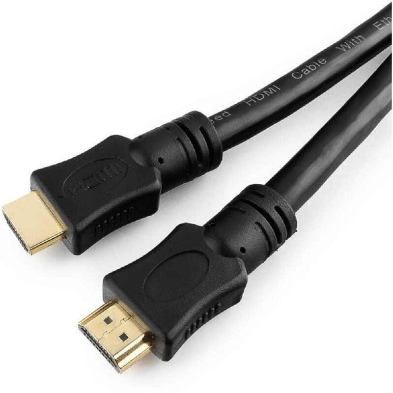 Фото  Кабель HDMI Cablexpert 19M/19M, v2.0, медь, позол.контакты, экран, 15м, черный, пакет [CC-HDMI4-15M]
