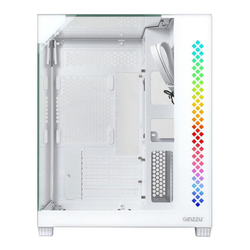 Фото  Ginzzu V440 RGB подсветка, закаленное стекло 1*USB 3.0,1*USB 2.0, AU Белый mATX