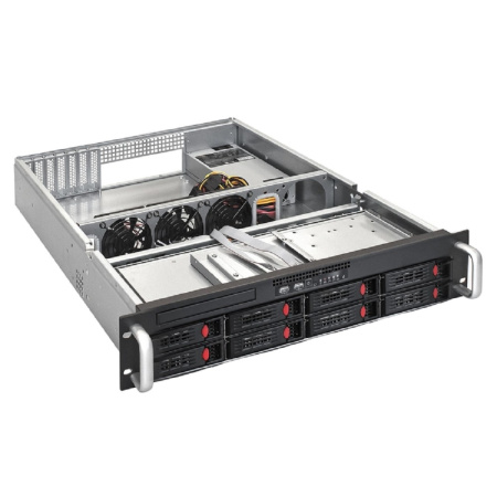 Фото  Exegate EX281289RUS Серверный корпус ExeGate Pro 2U550-HS08 <RM 19", высота 2U, глуб 550, БП 1U-500ADS, 8xHotSwap, USB>