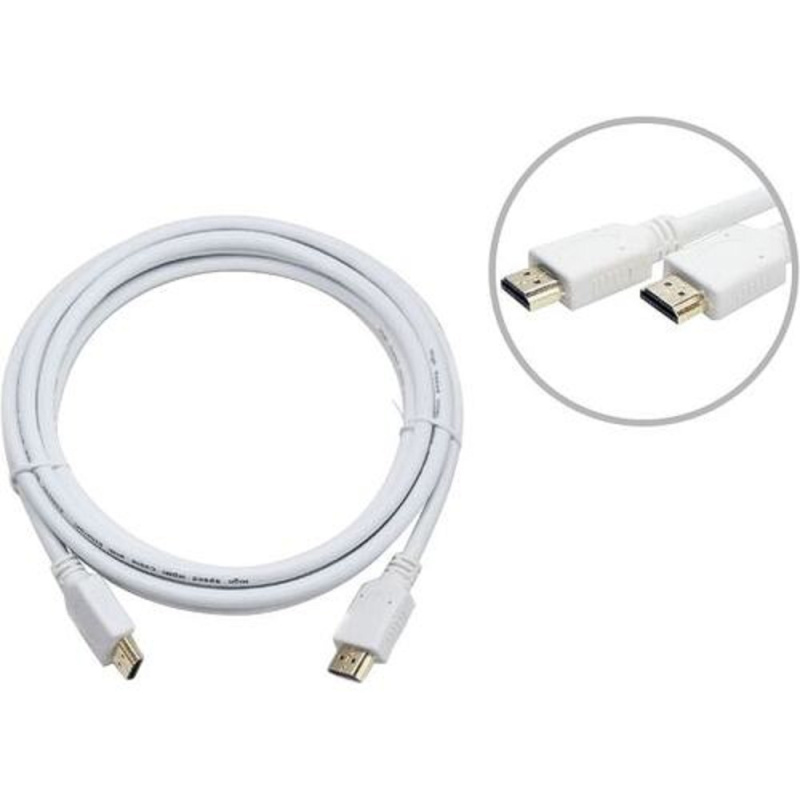 Фото  Кабель HDMI Cablexpert CC-HDMI4-W-10, 19M/19M, v2.0, медь, позол.разъемы, экран, 3 м, белый, пакет
